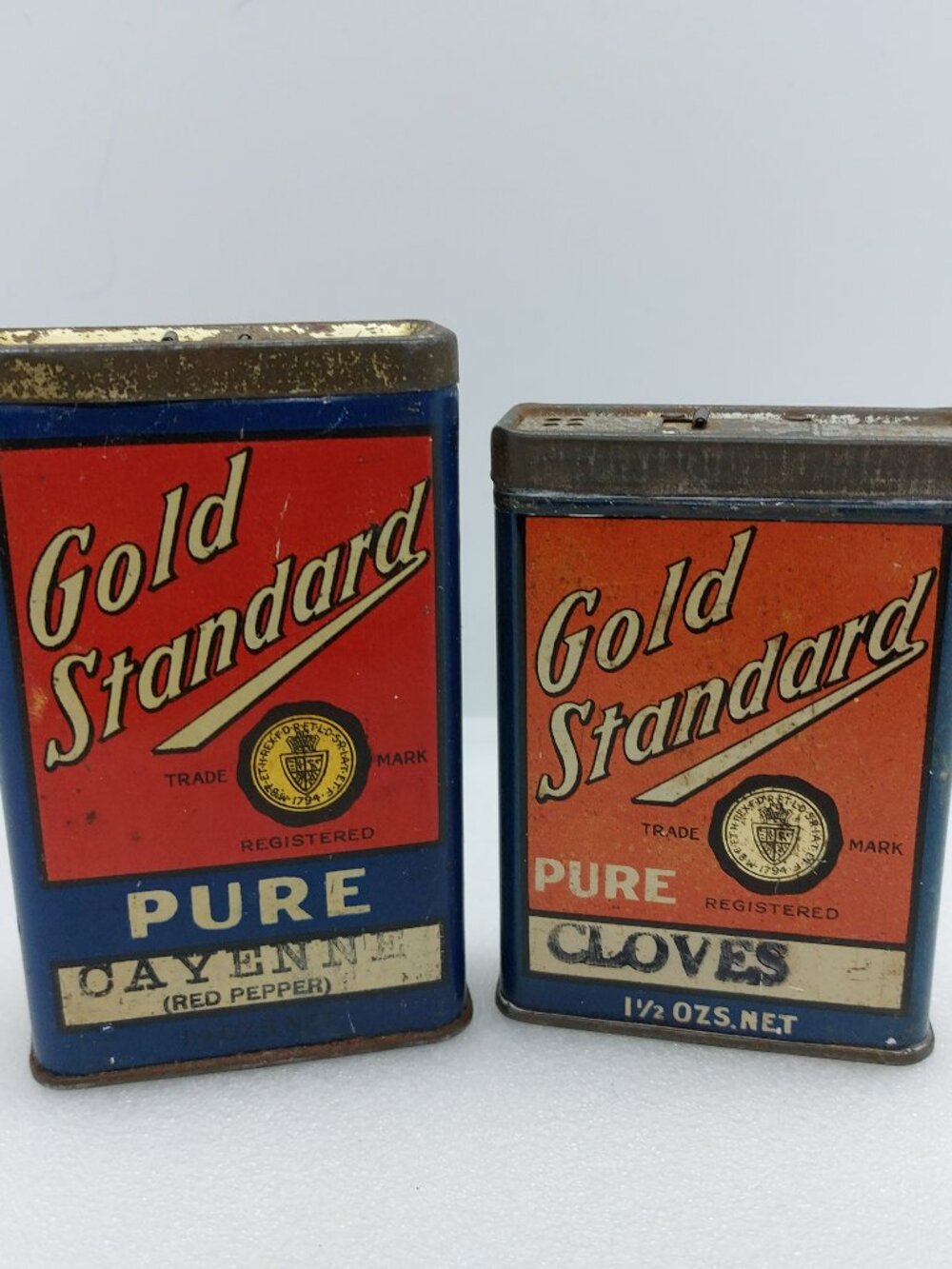 2 Vintage Gold Standard Spice Cloves & Cayenne Great Cottage Decor